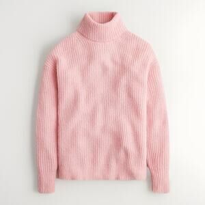 J.Crew Relaxed Turtleneck Sweater Pink Brushed Yarn Womens 2XL Wool Alpaca SOFT